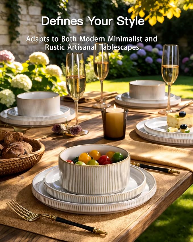 Stoneware Dinnerware Sets, Reactive Glaze Dishes Set - Image 2