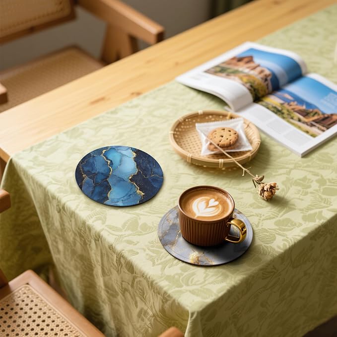 Marble Coasters Leather Round Drink Coasters 6 Pcs Set - Image 5