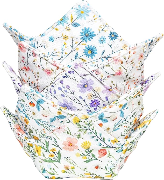 Cotton Microwavable Bowl Cozy, Microwave-Safe Hot Bowl Holders, Soup Bowl Cozy by ROGITU