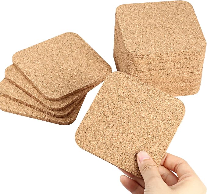 20 Pieces 5 mm Thick Wooden Cork Coasters Absorbent Square Cork Drink Coasters - Image 3