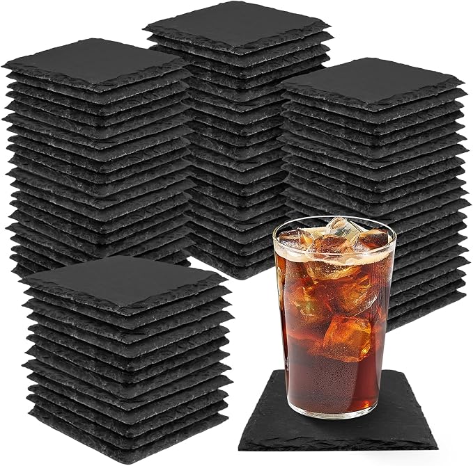 68 Pieces Slate Coasters, Dhfsleo Size 4 x 4 inch Black Coasters Stone Coaster by Unknown
