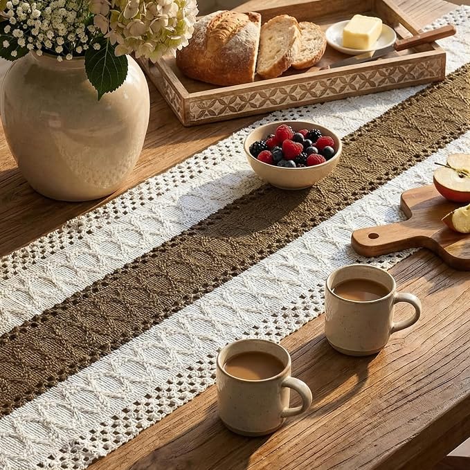 Artoid Mode Coffee Farmhouse Rustic Table Runner 12x60 Inch | Seasonal Holiday - Image 3