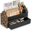 Desk Organizer with Drawer Wood File Office Mail Organizer Countertop | 5 Slot by Dhmkfly