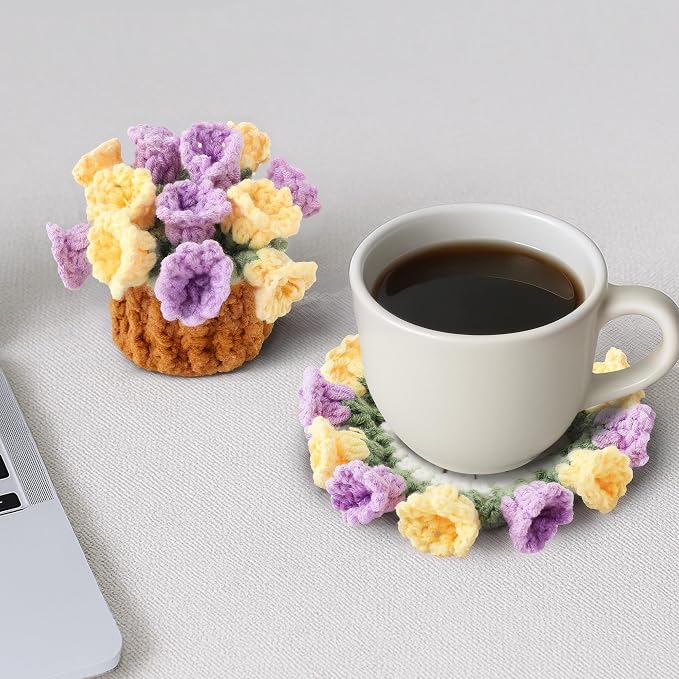 Crochet Flower Coasters, Handmade Bouquet Coasters - Image 6