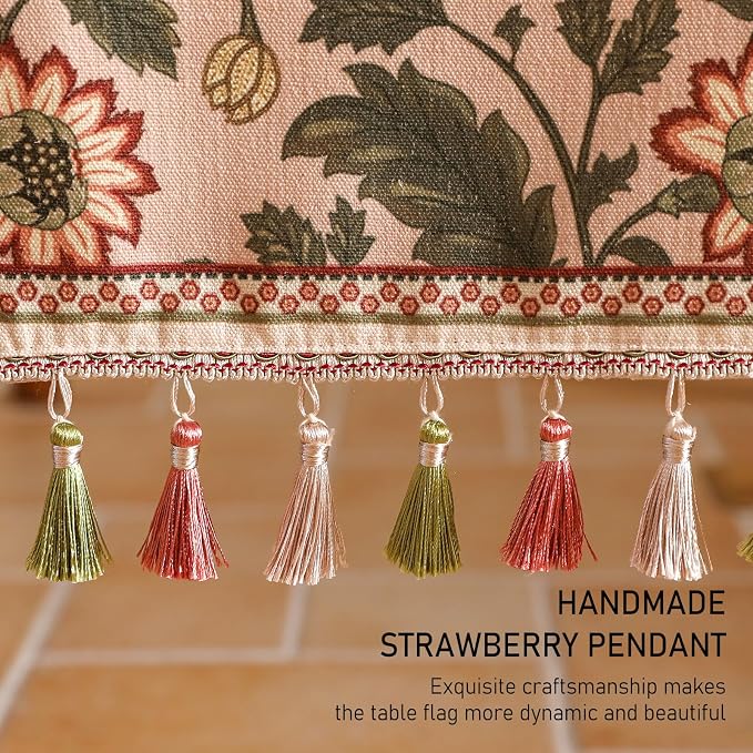 Designer Vintage Linen Long Table Runner, Floral Leave Pattern, Dining Table - Image 7