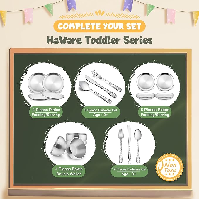 HaWare Stainless Steel Kids Plates, 6-Piece Toddler Plates | 7.3" x 5.3" x 0.8" - Image 7