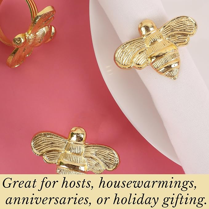 ALPHA Living HOME Bee Napkin Ring Serviette Rings Set of 12 Metal Napkin Ring - Image 5