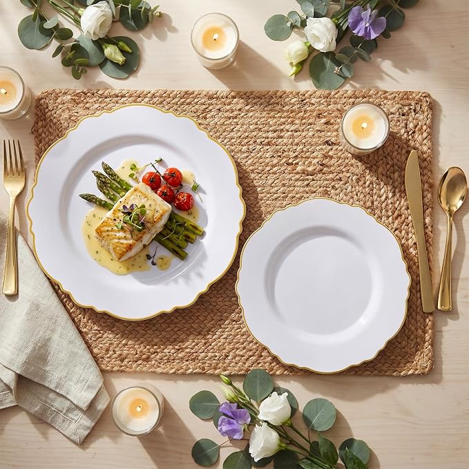 100pcs Gold Plastic Plates - Image 4