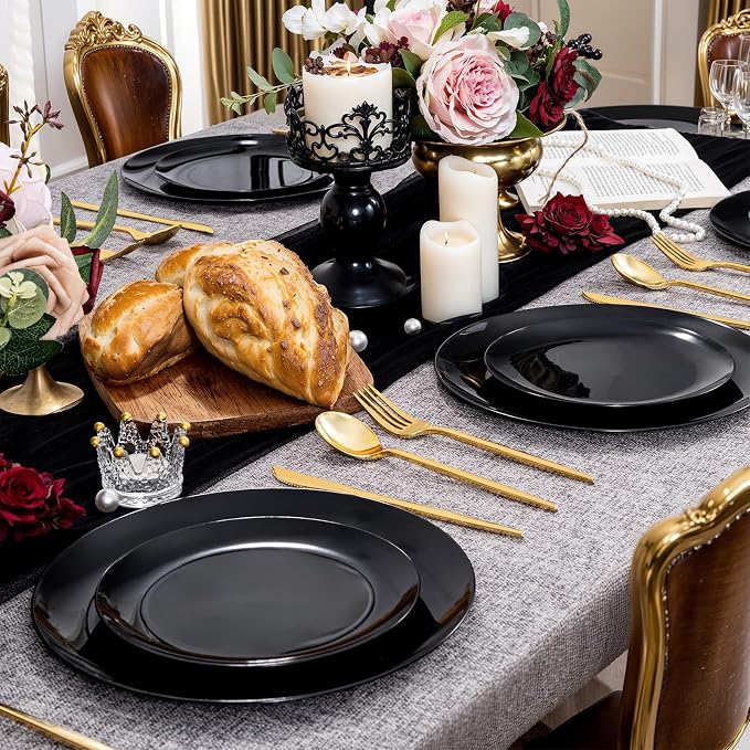 PULOTE 200PCS Black Plastic Plates - Image 7