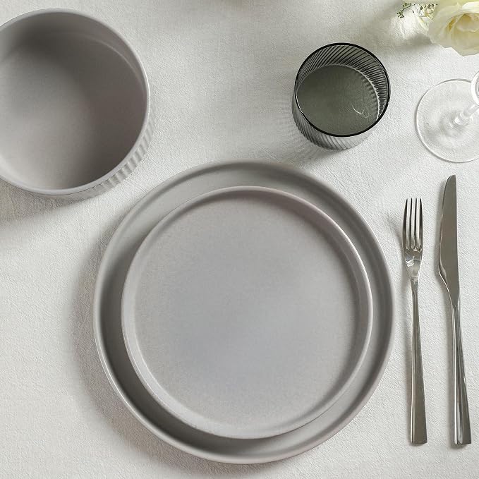 Stone Lain Haven Stoneware 24-Piece Dinnerware Set, Elegant Dish Set, Includes - Image 3