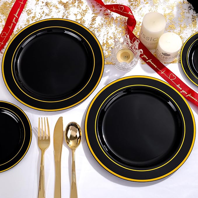 GATHER 700PCS Black Plastic Plates 100 Guest - Image 7