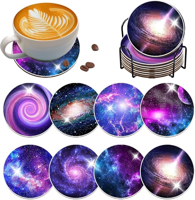 8 pcs Diamond Painting Coasters | Diamond Art Coasters | Galaxy and Nebula by LGANHAPY