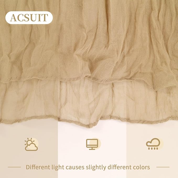 4 Pack Beige Cheesecloth Table Runner 20 x 120 inch Gauze Table Runners 10 FT - Image 5