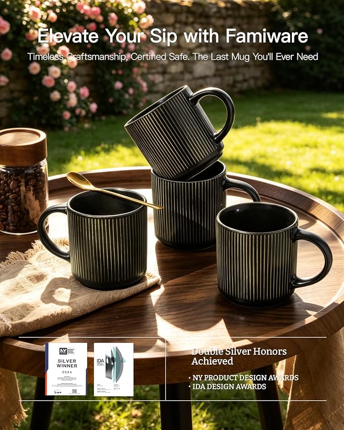 famiware Coffee Mug Set for 6, Star 12 oz Catering Mugs Cup Set - Image 5