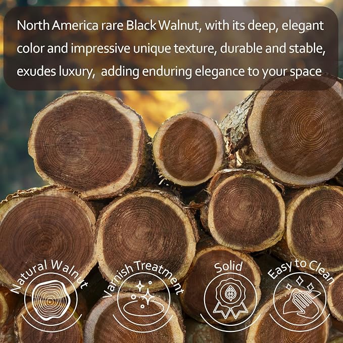 Wood Coasters Set of 4 with Holder, 4 Inch 100% Natural Walnut Wooden Drink - Image 4