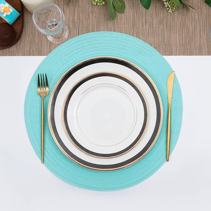 SHACOS Round Placemats Set of 6 Washable 15 inch Round Table Mats Cotton - Image 8