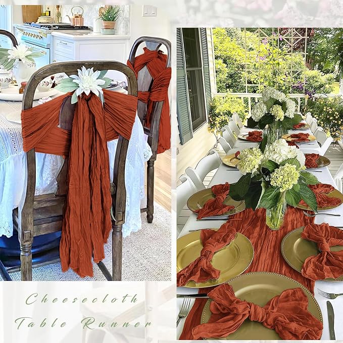 12 Pack Terracotta Cheesecloth Table Runner 17 x 108 Inch Gauze Table Runner - Image 3