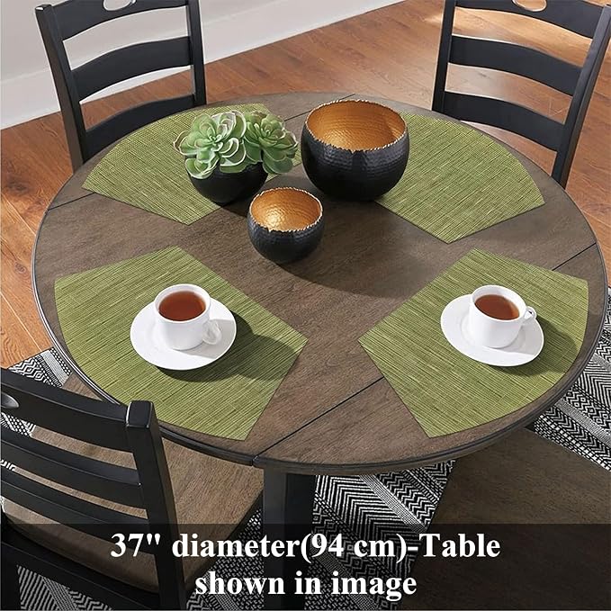 SHACOS PVC Woven Vinyl Wedge Placemats Set of 4 Round Table Placemats Wipe - Image 7