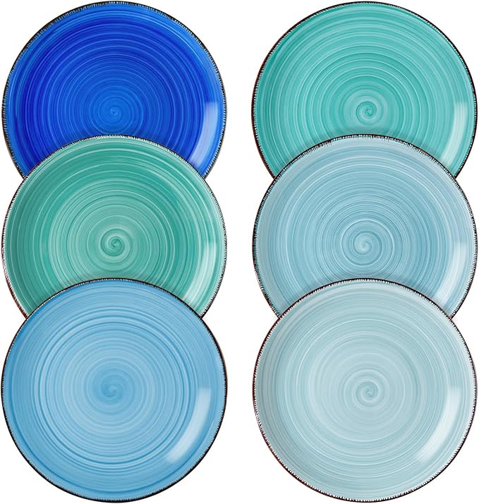 vancasso Bonita Blue Salad Plate Set of 6, 7.5 Inch Ceramic Dinner Plate by vancasso