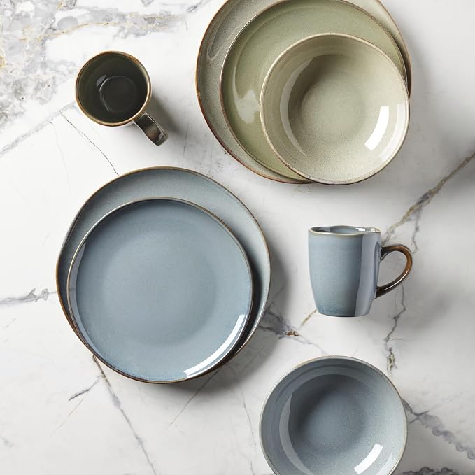 Oneida 897199 Organic Shades 12-Piece Dinnerware Set, Slate Blue - Image 10