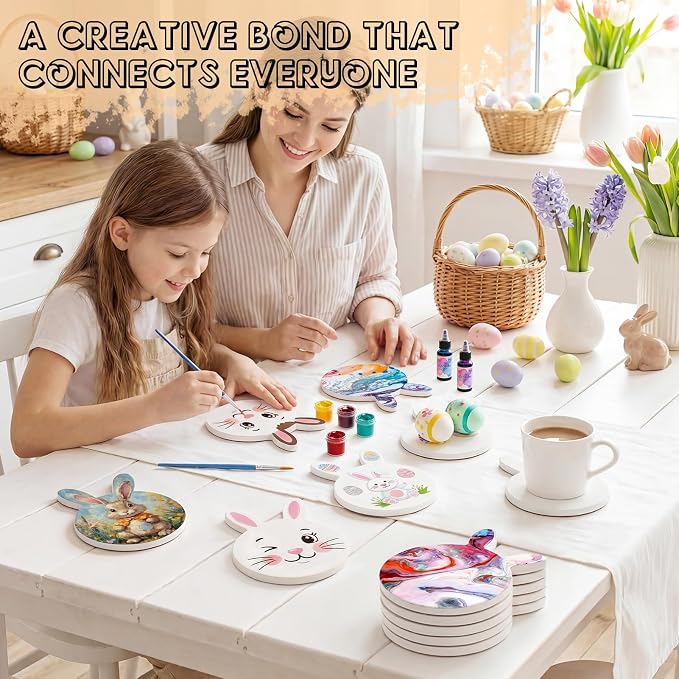 24 PCS Ceramic Tiles for Crafts, Unglazed Matte Coasters - Image 5
