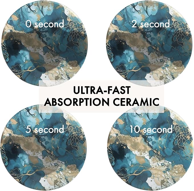 Ceramic Marble Coasters Set of 6, Absorbent Drink Coasters - Image 2