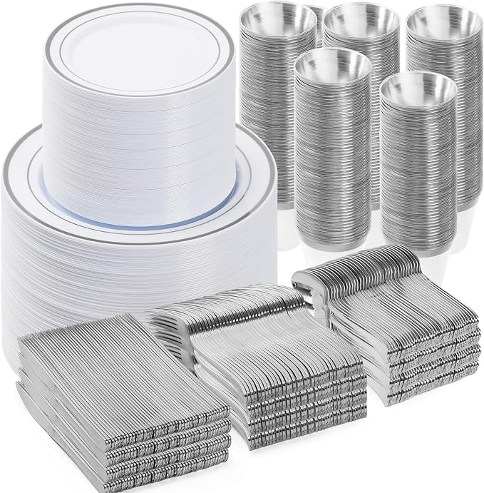 BESTVIP 900PCS Silver Dinnerware Set by Bestvip