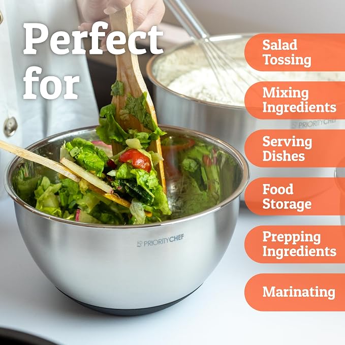 Premium Mixing Bowls With Lids Set, Airtight Lids, Thicker Stainless Steel - Image 7