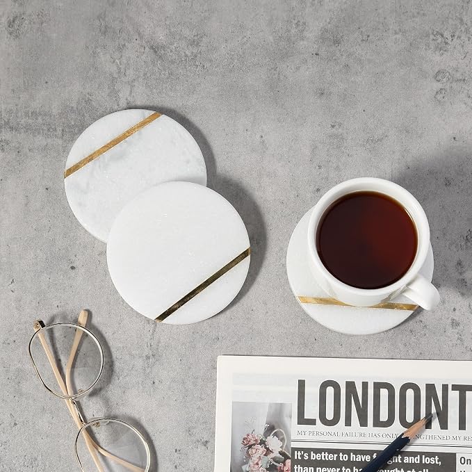 Marble Coaster Set of 4, Round Coasters, Heat Resistant, Gift Choice - Image 7