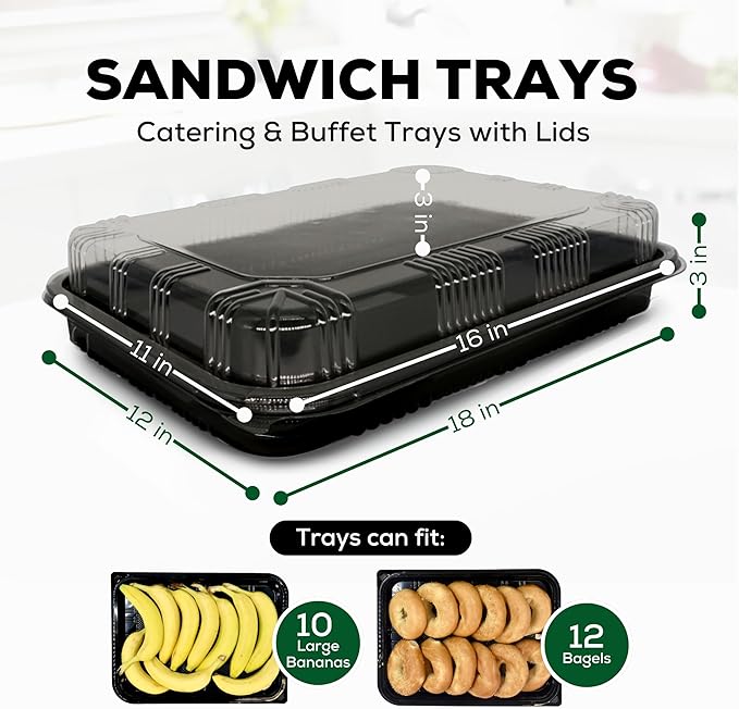 25 Pack Catering Trays with Lids – 17" Serving Tray with Lid, Heavy Duty - Image 2