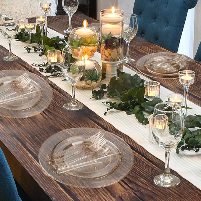 600 Piece Gold Glitter Disposable Plates - Image 6