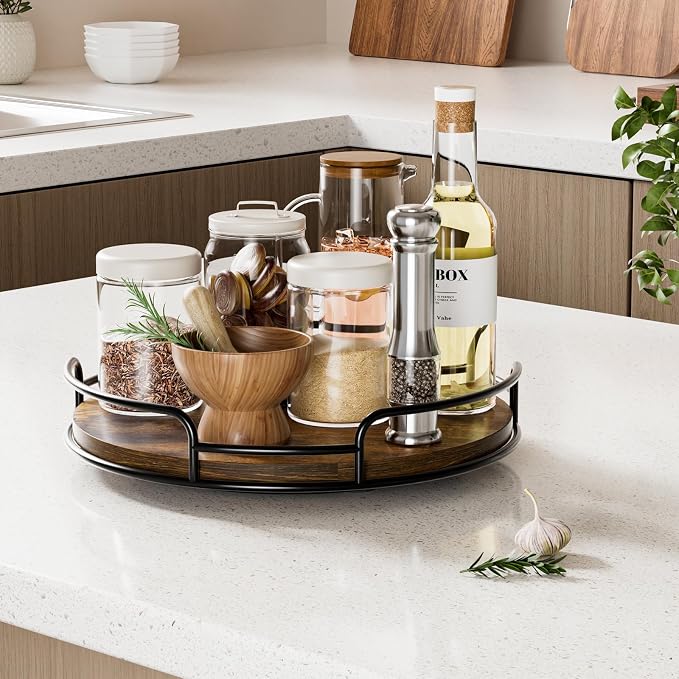 WOWBOX 10" Wood Lazy Susan Turntable Organizer - Image 3