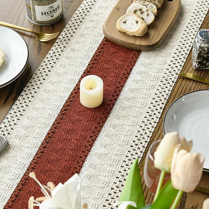 Artoid Mode Caramel Farmhouse Rustic Table Runner 12x108 Inch | Seasonal - Image 4