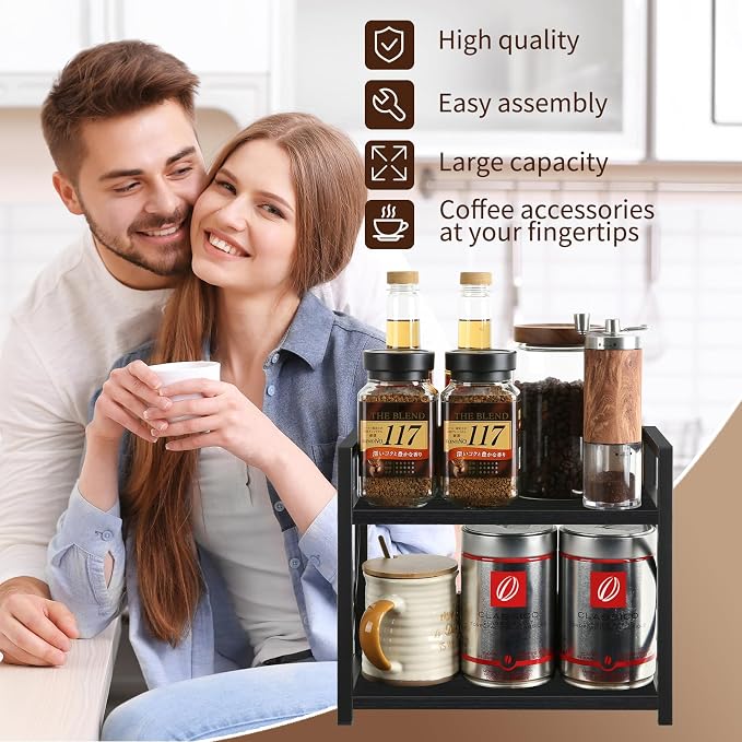YINMIT Countertop Shelf Organizer, Coffee Bar Accessories, Spice Rack, Coffee - Image 7
