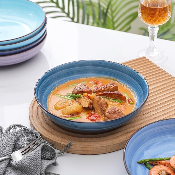 Selamica Ceramic Plates and Bowls Set, 24 Pieces Dinnerware Sets - Image 2
