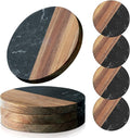 Coasters Set of 4 for Drinks, Marble-Wood Spliced Coaster for Tabletop by Unknown