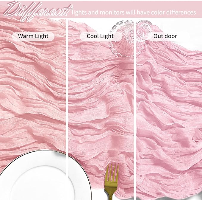 25 Pack Light Pink Cheesecloth Table Runner, 17 x 108 Inch, Semi-Sheer - Image 4