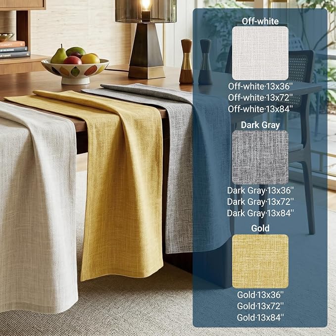 Q&J Fabric Co. Linen-Textured Table Runner 1 Pack 13x72 Inch Beige | Polyester - Image 7