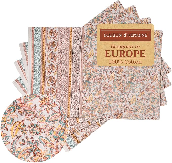Maison d' Hermine Placemats Set of 4 Reusable 100% Cotton | Cloth Place Mats by MaisondHermine
