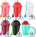 6 Set Slushie Cups with Dome Lids and Straws Detachable Spoon Straws Reusable by Unknown