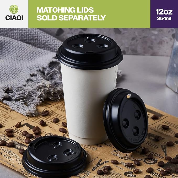 CIAO! 12oz White Paper Hot Cup, Disposable, 90mm Diameter 500 Count - Image 6