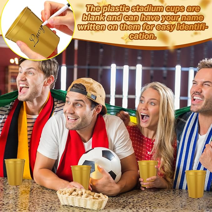 Yungyan 12 Pack 16 oz Stadium Cups Reusable Plastic Cups Blank Drink Stadium - Image 4