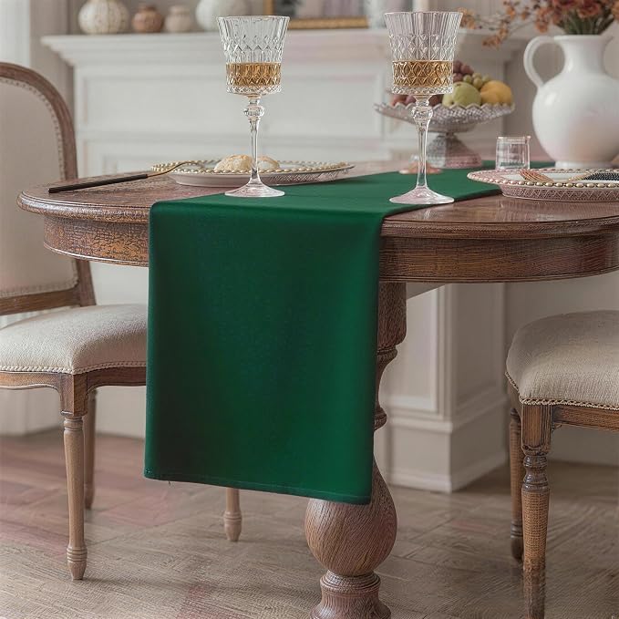 Green Table Runner, Waterproof Washable Runners 60 Inches Long | Reusable 12x60 - Image 2