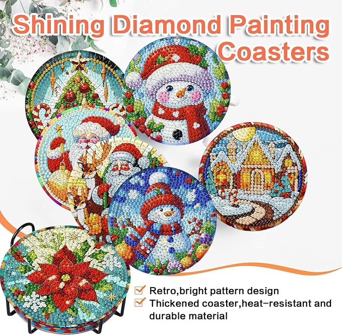 ijbnhd Christmas Diamond Art Coasters, 4x4 inch | DIY Kits - Image 8
