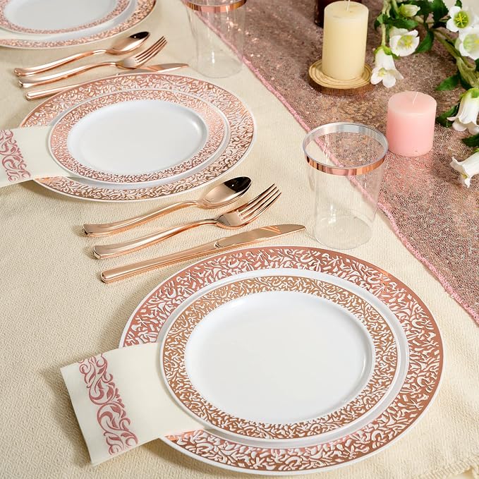 FOCUSLINE 350 Ct Rose Gold Dinnerware Set - Image 6