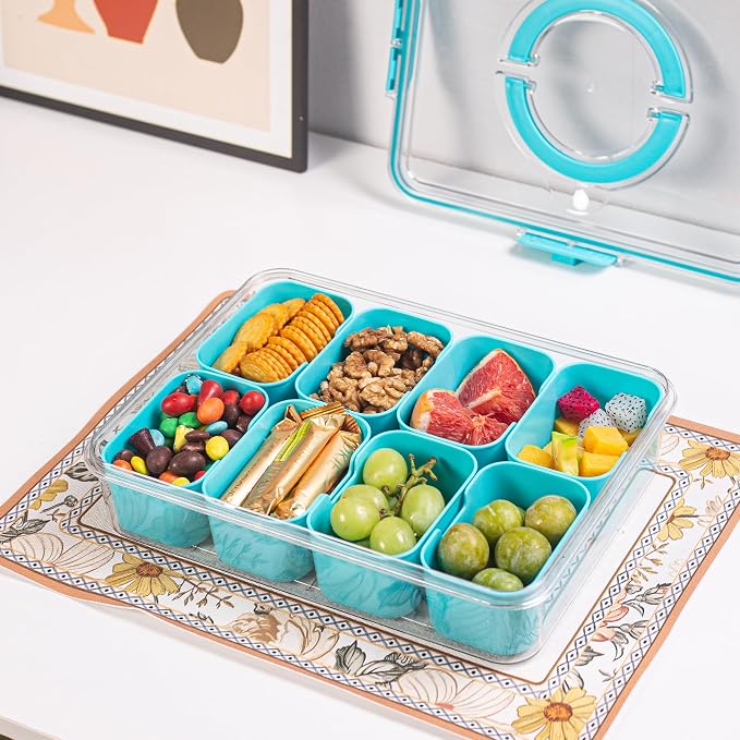 Divided Serving Tray with Lid and Handle - Image 2