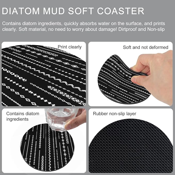Contemporary Geometric Coasters Set of 6 Absorbent Coasters - Image 5