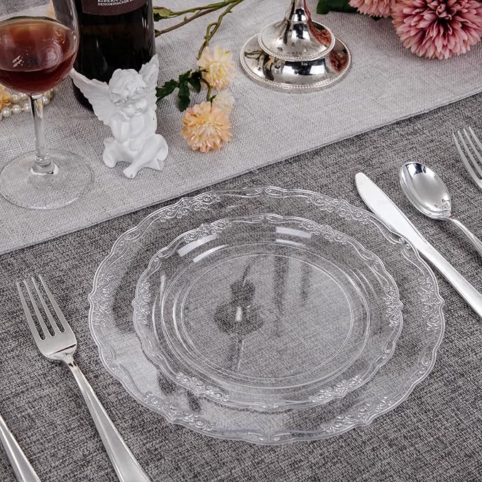 U-QE 60PCS Clear Plastic Plates - Image 7