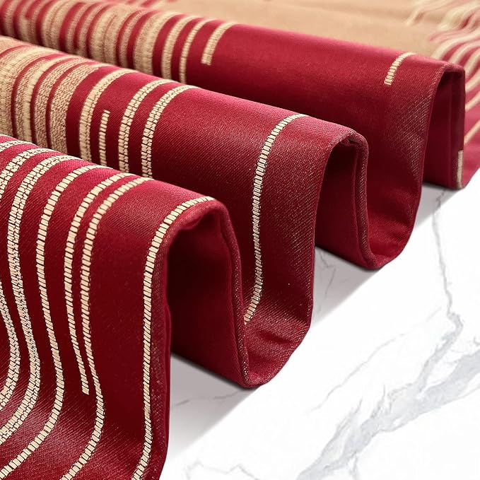 Luxury Red Table Runner 13 x 98 Inches Long, Modern Gold Abstract Geometric | - Image 3