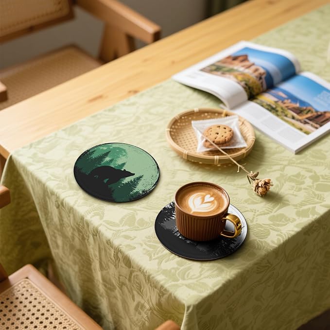 Deer Coasters Leather Round Drink Coasters 6 Pcs Set - Image 5